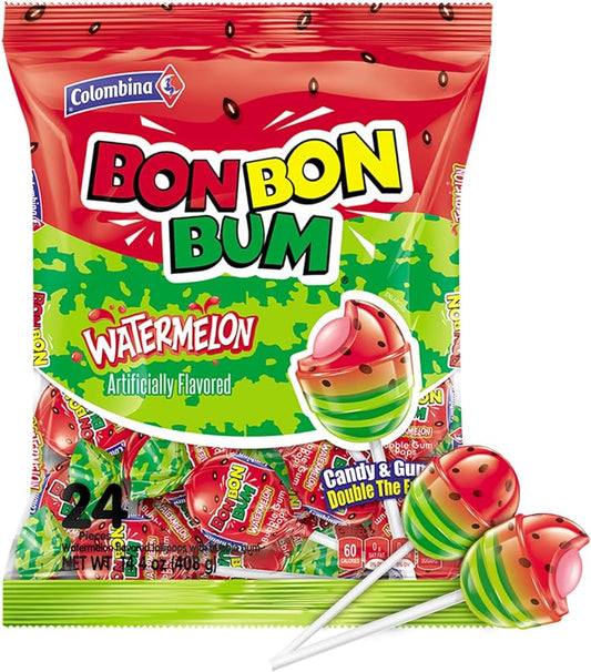 Colombina Bon Bon Bum Watermelon Lollipops